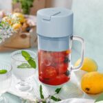 Portable Electric Juicer with Handle & Straw – USB Rechargeable, 6 Blades (500 ML) - Back View by Nari Haat, Indian...