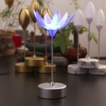 Lotus Flower Lamp with Music, Touch Open and Close, USB Rechargeable (1 Pc) - Sleeve Design by Nari Haat, Indian ethn...