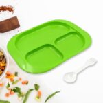 Biodegradable 3-Compartment Plastic Food Plate with Spoon for Snacks (1 Pc) - With Dupatta by Nari Haat, Indian ethni...