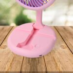 USB Rechargeable Portable Fan with LED Light – Heavy-Duty Foldable Fan - Neckline Detail by Nari Haat, Indian ethni...