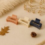 Matte Finish Rectangle Hair Claw Clip Women and Girls – Assorted Color Pack – 1 Pc - Closeup Embroidery by Nari H...