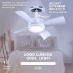 Original Cool LED Socket Fan Light 1000 Lumens 5000K Remote Controlled - Sleeve Design by Nari Haat, Indian ethnic we...
