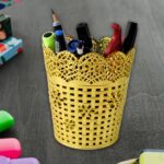Pen holder Office Desk Metal Mesh Pen Stand (1 Pc) - Closeup Embroidery by Nari Haat, Indian ethnic wear, women cloth...
