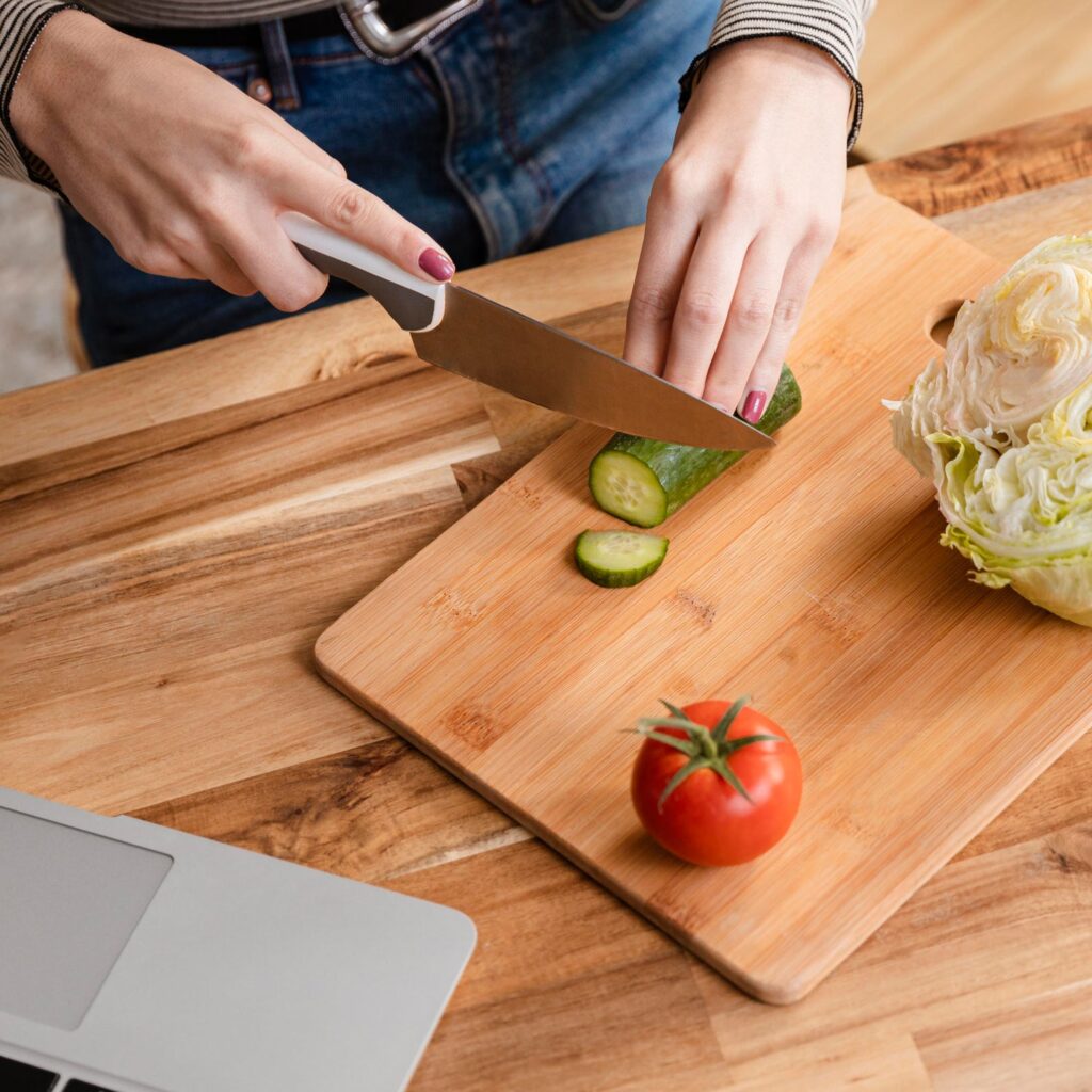 Large wooden chopping board for kitchen use