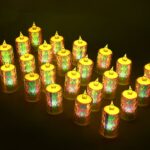24 Pc Flameless and Smokeless Decorative Melting Candles LED Tea Light, Diwali - Closeup Embroidery by Nari Haat, Ind...