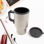 12V Car Charging Electric Kettle Mug (Silver) - Front View by Nari Haat, Indian ethnic wear, women clothing, designer...