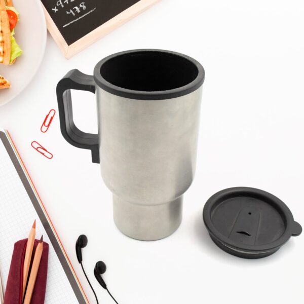 12V Car Charging Electric Kettle Mug (Silver) - Front View by Nari Haat, Indian ethnic wear, women clothing, designer...