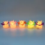 Decoration Candles/Led Diwali Decor Lotus Flower Candle, Diwali (5 Pc) - Neckline Detail by Nari Haat, Indian ethnic ...