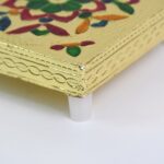 Handicraft Wood Chowki for Pooja , Wooden Bajot (1 Pc / Mix Descign & Color) - Fabric Detail by Nari Haat, Indian eth...