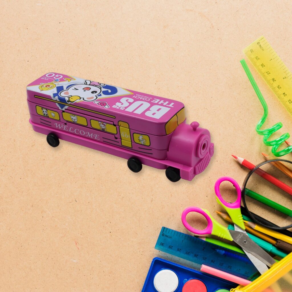 Kids double decker bus pencil case