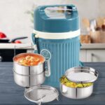 Stackable Insulated Tiffin with Handle (1 Pc): Leakproof, Hot Food Container - Front View by Nari Haat, Indian ethnic...