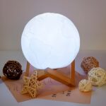 3D Moon Night Lamp with Stand (Color Box /  White & Yellow Light / 1 Pc) - Sleeve Design by Nari Haat, Indian ethnic ...