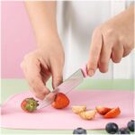 Mini Travel Cutting Board Set, 4 Pcs Portable Mini Camping Plastic Cutting Board & Knife, Fruits & Vegetable Peeler S...