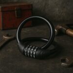 Bike Lock Cable Resettable Cable Lock - Self Coiling 4 Digit Combination Bike Lock - Fabric Detail by Nari Haat, Indi...