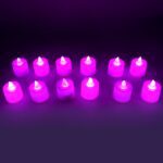 Pink Flameless LED Tealights for Festive Home Decor (Pack of 12) - Closeup Embroidery by Nari Haat, Indian ethnic wea...