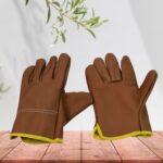 Gloves Gardening Gloves for Men Women Leather Gloves Heavy Duty Gloves (1 Pair) - Back View by Nari Haat, Indian ethn...