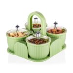 Multipurpose Plastic Storage Container Set: Kitchen Jars, Spices, Cookies - Back View by Nari Haat, Indian ethnic wea...