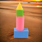 3D Shapes Multicoloured Pattern Building Blocks Toy Solid Figures (6 Pcs Set) - Back View by Nari Haat, Indian ethnic...