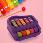 2 in 1 Baby Piano Xylophone Toy for Toddlers, 5 Multicolored Key Keyboard Xylophone Piano, Preschool Educational Musi...