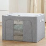 Foldable Steel Frame Clothes Storage Organizer Bag 60x43x32cm (Mix Color) - Fabric Detail by Nari Haat, Indian ethnic...