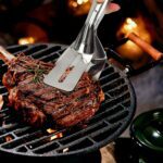 Stainless Steel Slotted Fish Tong – Double-Sided Cooking Spatula (1 Pc / 23 Cm) - Neckline Detail by Nari Haat, Ind...