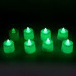 Green Flameless LED Tealights Smokeless Decorative Candles LED Tea Light Pack of 8 - Front View by Nari Haat, Indian ...