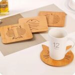 Square Bamboo Wood Table Place mat Hot Pot Cup Mat Tea Coaster(14×14 Cm / 1 Pc) - Closeup Embroidery by Nari Haat, I...