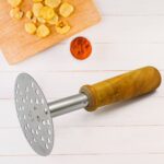 Stainless Steel Potato Masher / Pav Bhaji Masher with Wooden Handle (1 Pc) - Neckline Detail by Nari Haat, Indian eth...