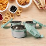 Ganesh 4In1 Tiffin Box-Lunch Box | 3 Stainless Steel Containers 300 Ml Approx & Plastic Salad Container 200 Ml Appro...