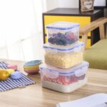 Food Grade Plastic Kitchen Storage Container Set with Air Seal Lock (3 Pc Set) - Sleeve Design by Nari Haat, Indian e...