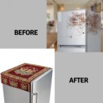 Cotton Fridge Top Cover with Side Pockets for Home Decor (100×60 CM) - Back View by Nari Haat, Indian ethnic wear, w...