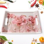 Plastic Rectangular Serving Tray Set – Printed Design Trays for Home & Kitchen - Neckline Detail by Nari Haat, Indi...