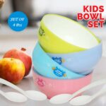 Plastic Animal Cartoon Bowl Set – 4 Pieces with Spoons for Kids (Assorted Color) - Neckline Detail by Nari Haat, In...