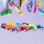 Mini Pull Back Car & Aeroplane Plastic Pull Back Car Cartoon Toys (12 Pcs Set) - Back View by Nari Haat, Indian ethni...