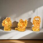 Golden Laughing Buddha Set of Six Pieces Statue for HappinessGood Luck Home Decor - Neckline Detail by Nari Haat, Ind...