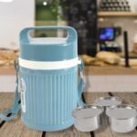 Stackable Insulated Tiffin with Handle (1 Pc): Leakproof, Hot Food Container - Neckline Detail by Nari Haat, Indian e...
