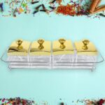 Storage Jar Set with 4 Jars Lids Tray and 4 Spoons for Coffee Tea Sugar  Kitchen Use - Sleeve Design by Nari Haat, In...