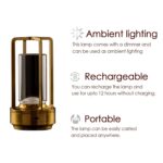 Crystal Lantern Table Lamp Rechargeable Cordless LED Light with 3 Colors 1 Pc - Sleeve Design by Nari Haat, Indian et...