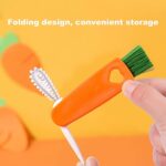 3-in-1 Multifunctional Cleaning Brush Set – Mini Bottle, Cup & Lid Cleaner (1 Pc) - Fabric Detail by Nari Haat, Ind...