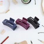 Matte Finish Rectangle Hair Claw Clip Women and Girls – Assorted Color Pack – 1 Pc - Back View by Nari Haat, Indi...