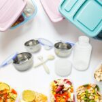 6In1 Tiffin Box-Lunch Box | 3 Stainless Steel Containers | Plastic lid Box | Spoon & Fork /Plastic Bottle | Insulated...