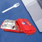 Cartoon Printed 4-Compartment Insulated Lunch Box for Kids - Sleeve Design by Nari Haat, Indian ethnic wear, women cl...