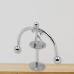 Mini Steel Balance Toy (1 Pc): Desk Decor, Perpetual Motion, Physics Toy - Neckline Detail by Nari Haat, Indian ethni...