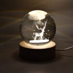 Crystal Ball Night Light Glass Ball Night Lamp with Wood Base - Back View by Nari Haat, Indian ethnic wear, women clo...