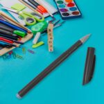 Writing Black Gel Pen for School Stationery Gift for Kids (8 Pcs set) - Closeup Embroidery by Nari Haat, Indian ethni...