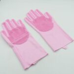 Dishwashing Gloves with Scrubber| Silicone Scrub Gloves (1 Pair , 196Gm) - Back View by Nari Haat, Indian ethnic wear...