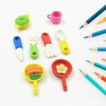 Fancy & Stylish Mini Erasers for Kids (8 Pc Set) - Fun Designs, Party Favors - Closeup Embroidery by Nari Haat, India...