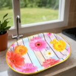 Plastic Flower Printed Design Serving Tray (3 Pcs Set / Mix Color) - Full Detail by Nari Haat, Indian ethnic wear, wo...