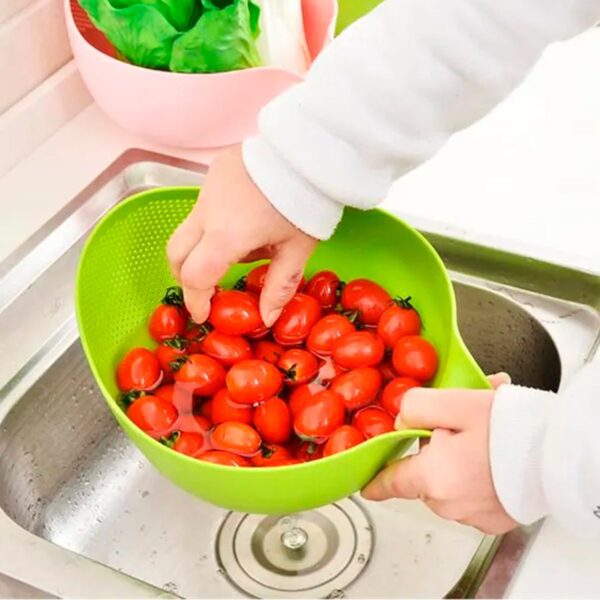 Thick Drain Basket Rice Washing Bowl with Handle