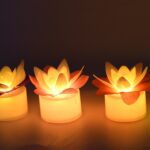 Decoration Candles/Led Diwali Decor Lotus Flower Candle, Diwali (5 Pc) - Front View by Nari Haat, Indian ethnic wear,...